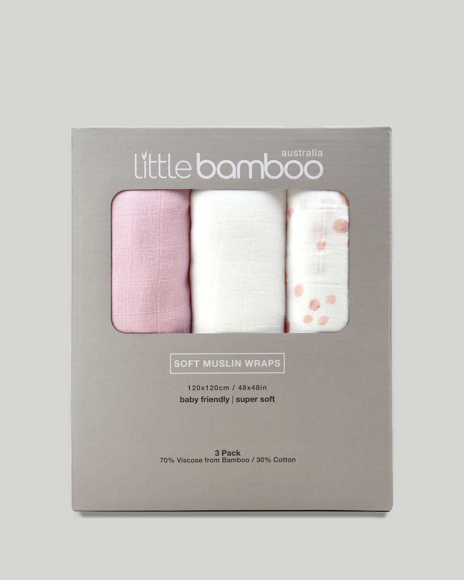 Little Bamboo Baby Muslin Wraps 3Pk